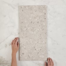 Hadfair 298 x 600mm Beige Terrazzo Look Porcelain Tile
